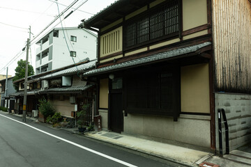 京町屋、京都の古い一軒屋、日本の和風建築、京都の木造建築