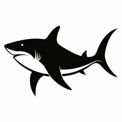 Obraz premium shark isolated on white, shark vector illustration, shark with roots vector art, shark silhouette, shark tree vector icon, shark line art, eps 