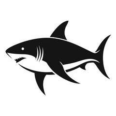 Fototapeta premium shark isolated on white, shark vector illustration, shark with roots vector art, shark silhouette, shark tree vector icon, shark line art, eps 
