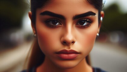 Intense Close-Up Portrait of a Woman with Strong Eyes