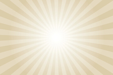 Sunburst background with brown sun ray. Pattern of starburst. Abstract bread brown texture with light of sunburst. Radial beam of sunlight. Retro background with flash. Design of sunbeams. Vector.