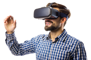 A man using virtual reality headset png