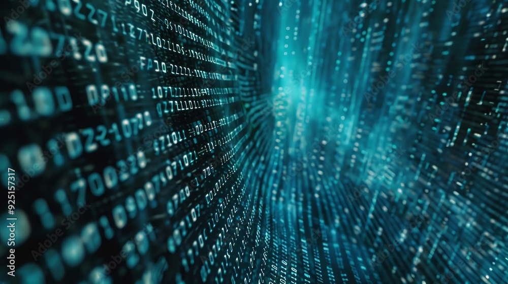 Poster Computer code programming. Digital background. Binary coding. Typing computer code. UHD.