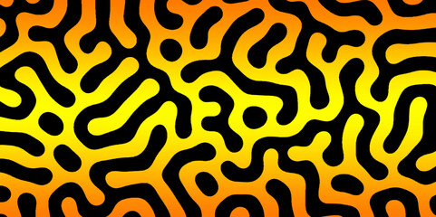 Abstract Turing organic wallpaper with background. Turing reaction diffusion monochrome seamless pattern with chaotic motion. Natural seamless line pattern. Linear design with biological shapes.