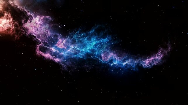 Seamless looping 4k time-lapse animation video background of a swirling galactic stream of colorful nebula in outer space.
