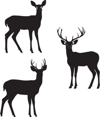 Set of Deer silhouettes Vector isolated on white background