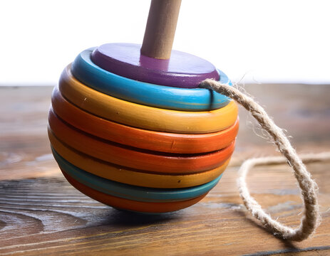 Vintage wooden pull toy with worn paint