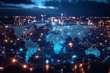 Obraz premium Global Digital Business Network Connection Illustration created with Generative AI