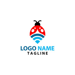 wifi bug logo design vector