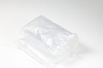 Plastic translucent air packaging, Plastic translucent packaging with air cushion. Inflatable air bag isolated on white background.