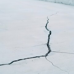 Earthquake aftermath: Cracked pavement on isolated natural background