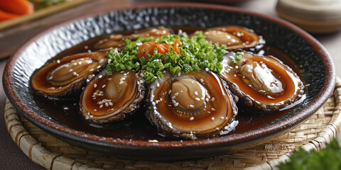 Braised Abalone with Oyster Sauce on the table