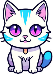 Obraz premium Cartoon cat with purple and blue stripes