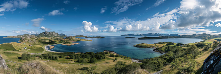 Panoramic Coastal Landscape with Rolling Hills and Clear Waters on Kvitøya Island