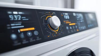Digital dashboard of a smart washing machine with user-friendly controls