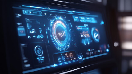 Obraz premium Digital dashboard of a smart washing machine with user-friendly controls