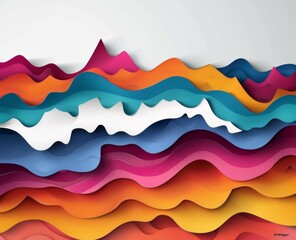 Colorful abstract wave design with a bright sunset background