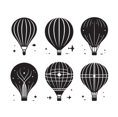 Obraz premium Set of air balloon silhouette vector illustration