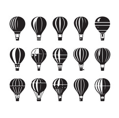 Naklejka premium Set of air balloon silhouette vector illustration