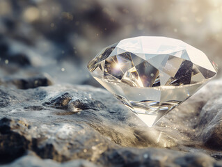 Diamond is a brilliant, clear gemstone, symbolizing strength, purity, and eternal love, widely used in jewelry.