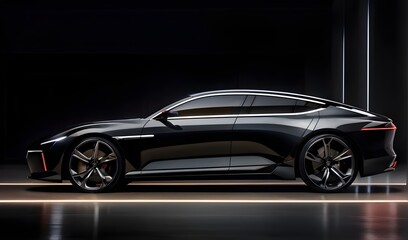 super sport car background with copy space, generic and brandless model car.