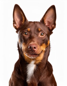 オーストラリアン・ケルピーのポートレート（Australian Kelpie portrait on white background）
