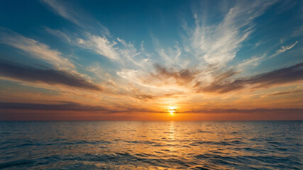 Vibrant sunrise over the ocean 