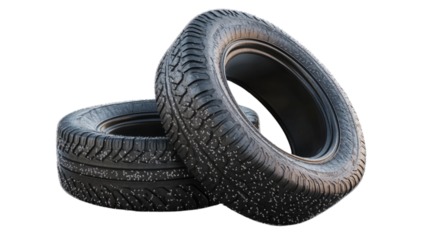 Winter tires on transparent background