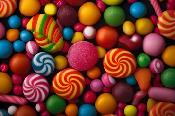 A vibrant assortment of colorful candies and sweets, perfect for adding a playful touch to any project or design.