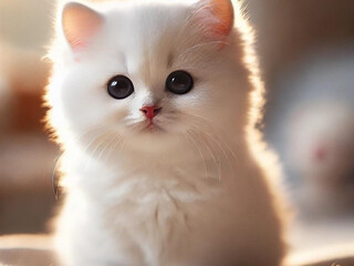 a cute cat which color is white. 