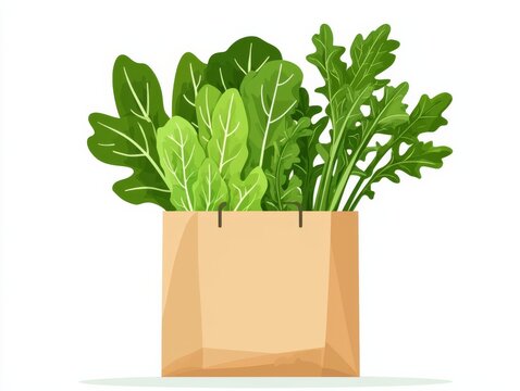 green leafy vegetables in brown paper bag