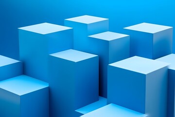 Obraz premium Blue Abstract Background with 3D Geometric Shapes
