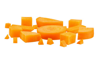 Sliced Carrot vegetable isolated on transparent background.