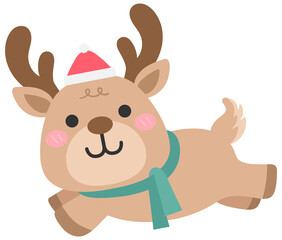 Kids hand drawn cute and colorful Christmas elements Reindeer