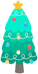 Kids hand drawn cute and colorful Christmas elements Christmas tree