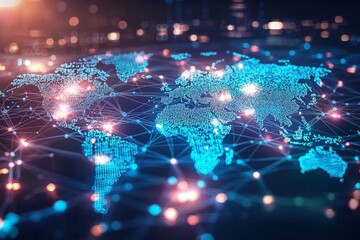 Obraz premium Global Digital Business Network Connection Illustration created with Generative AI