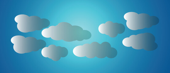 Abstract background composed of white paper clouds over light blue. vector illustration.