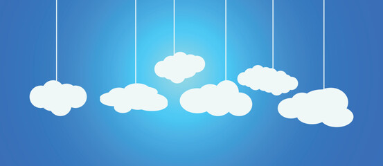 Abstract background composed of white paper clouds over light blue. vector illustration.