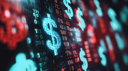 Digital background featuring data and numbers, creating an atmosphere of technology and innovation. A blur effect adds movement to the scene