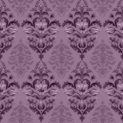 Seamless classical floral pattern. Wallpaper in Baroque style. Creative violet and purple texture for interior design and print.