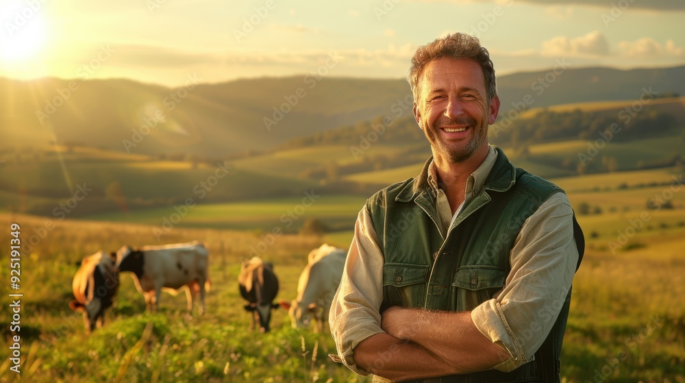 Wall mural the smiling farmer in field