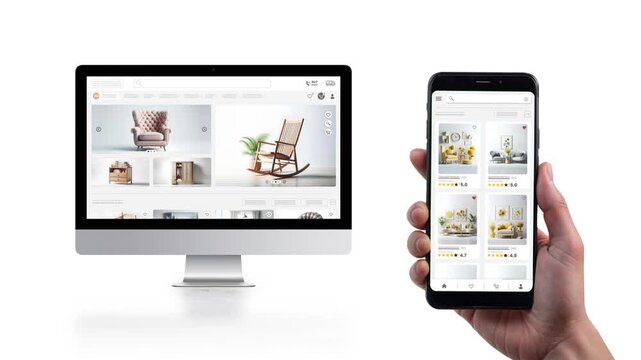 Shopping and sales website for furniture. Desktop and mobile responsive design.