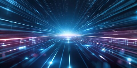 Obraz premium Futuristic Neon Tunnel with Vibrant Lights created by ai