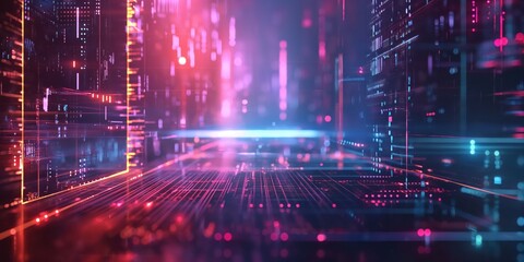 Futuristic Neon Tunnel with Vibrant Lights created by ai