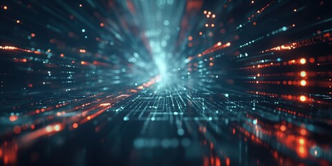 Obraz premium Futuristic Neon Tunnel with Vibrant Lights created by ai