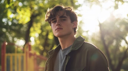 The young man outdoors