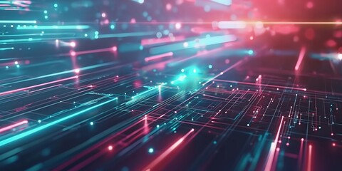 Obraz premium Futuristic Neon Tunnel with Vibrant Lights created by ai