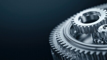 Gear assembly with force vectors, mechanical engineering insight, 3D illustration