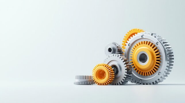 Gearbox with mechanical stress analysis, engineering design, 3D illustration