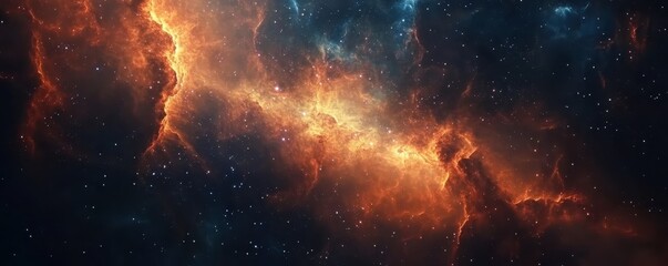 Obraz premium Stunning cosmic nebula with vibrant colors and intricate patterns against a dark universe backdrop, showcasing the beauty of outer space.